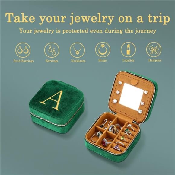 Plush Velvet Jewelry Case Travel Jewelry Box Personalized Gift for Women Her - Picture 3 of 7